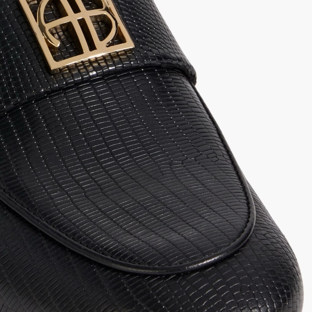 New Anine Bing Corrine Loafers Black Mini Embossed Size EU40 - Picture 6 of 7
